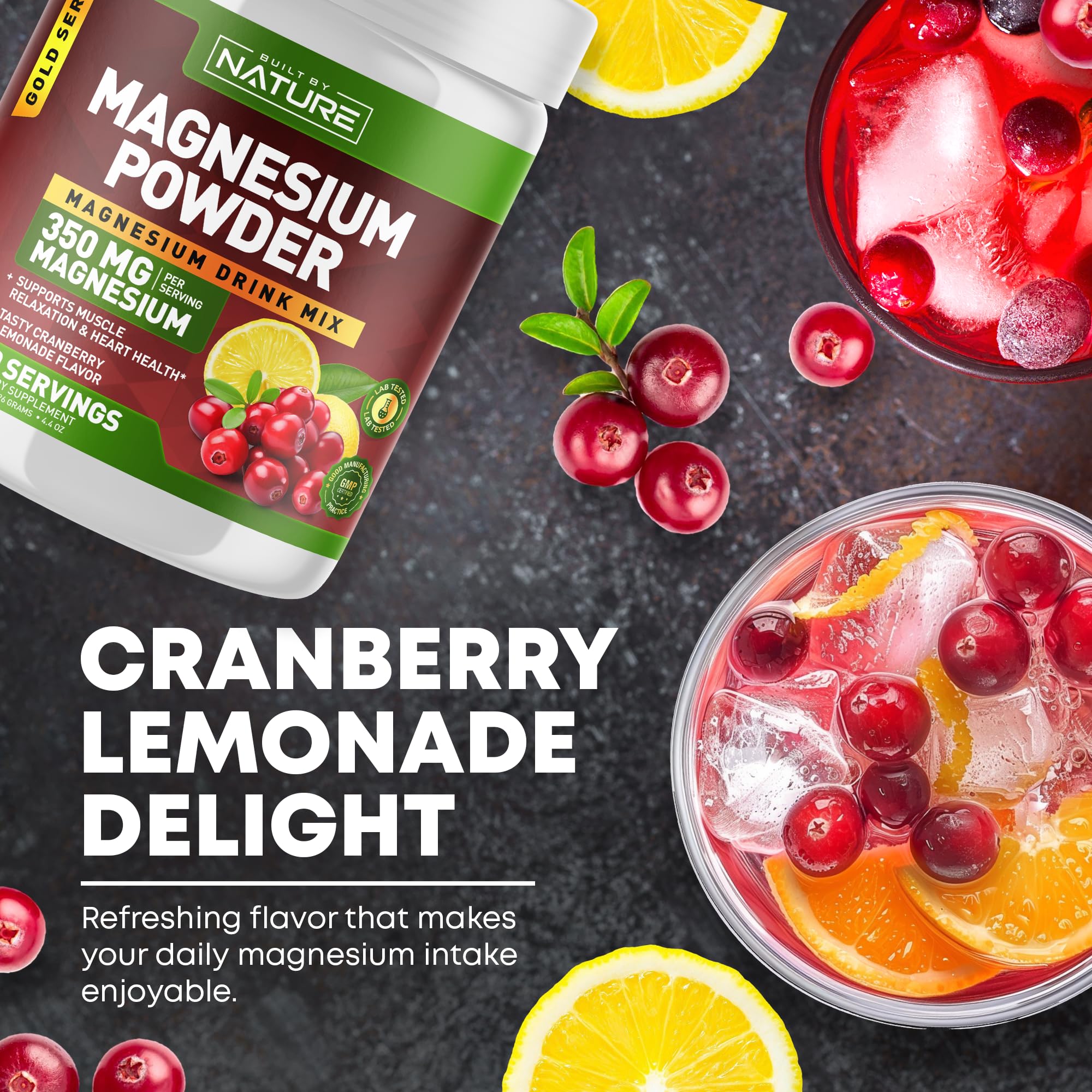 Built by Nature Magnesium Powder Cranberry Lemonade ingredients list