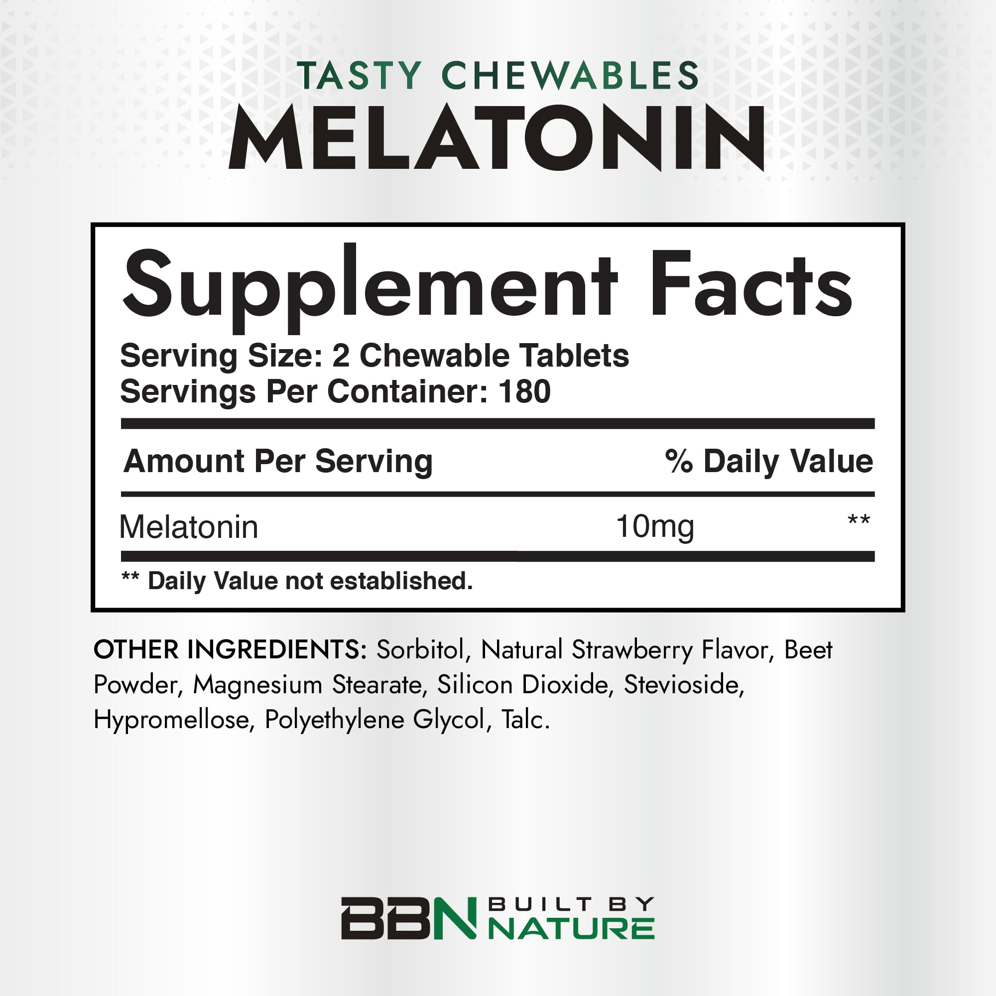 Built by Nature Melatonin 10mg tablets in hand
