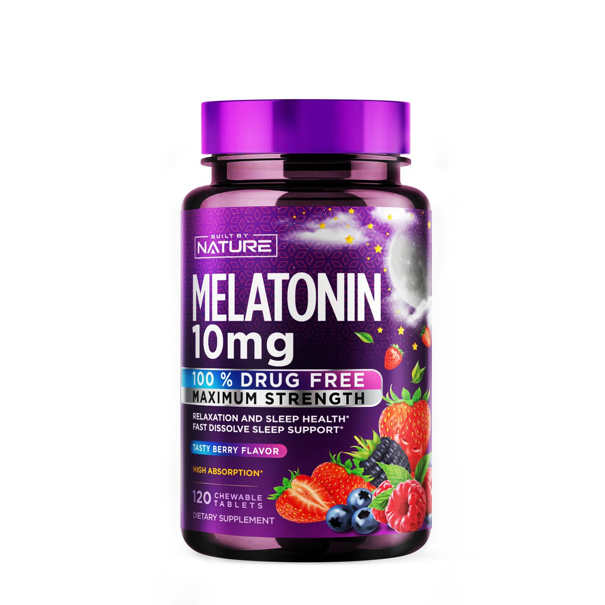 Built by Nature Melatonin Chewables 10mg front view packaging
