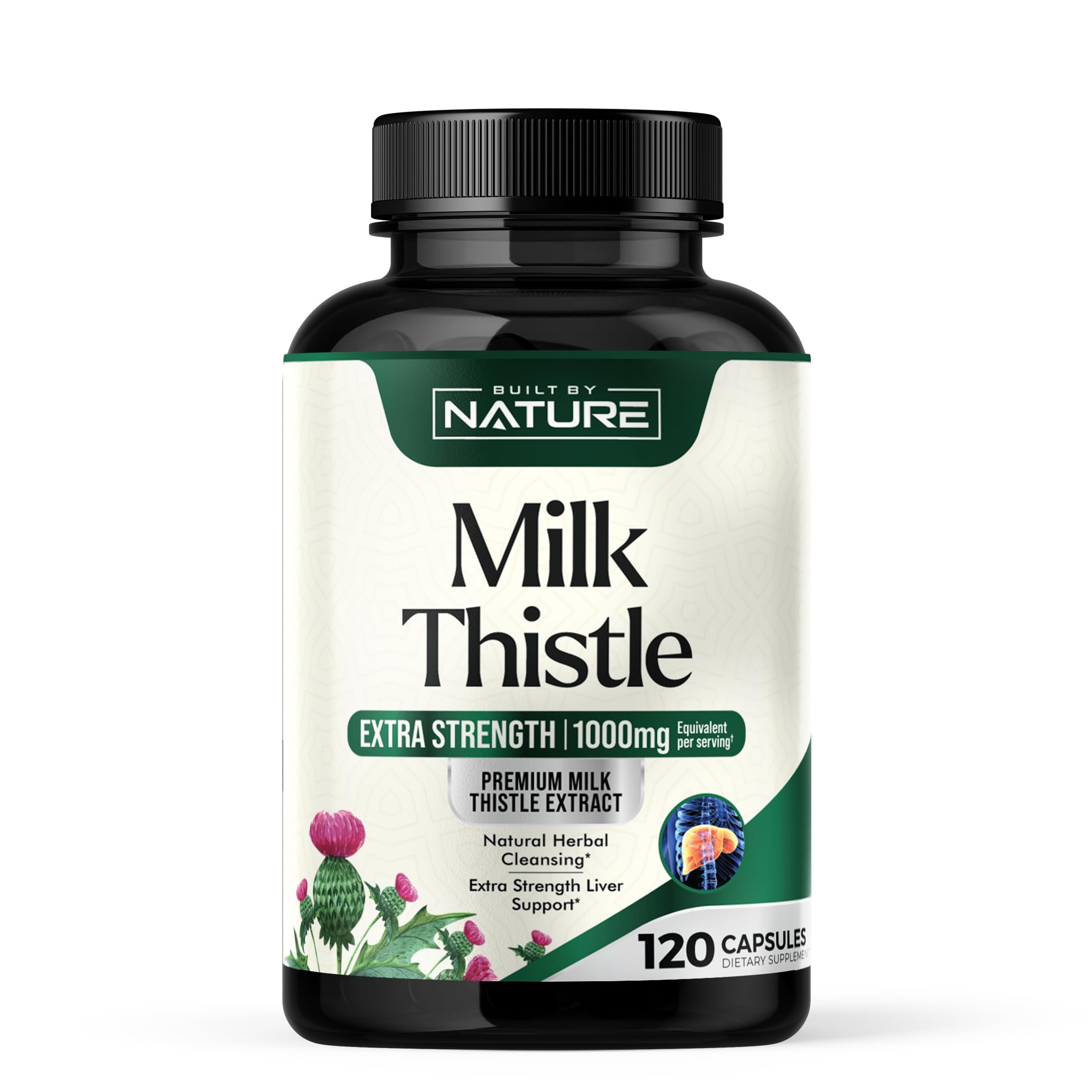 Built by Nature Milk Thistle Supplement 60 Capsules front view