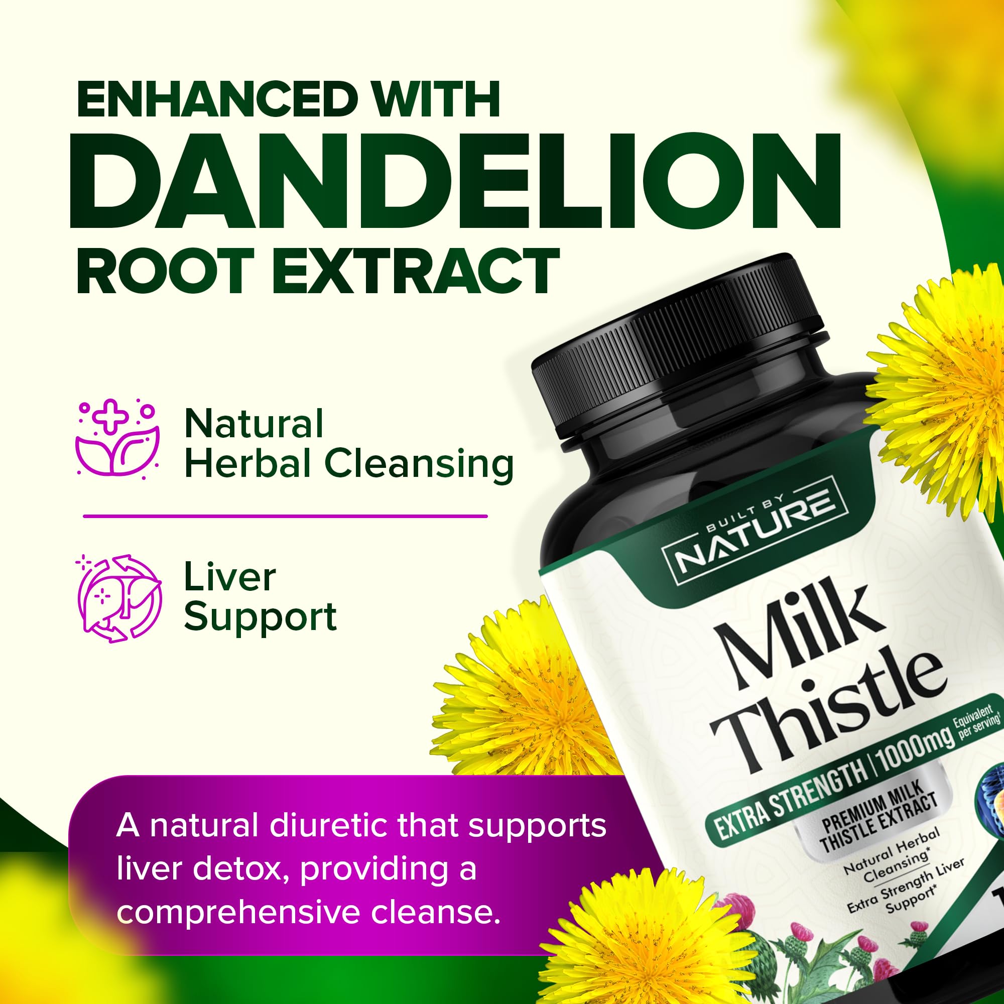 Built by Nature Milk Thistle Supplement 60 Capsules opened bottle