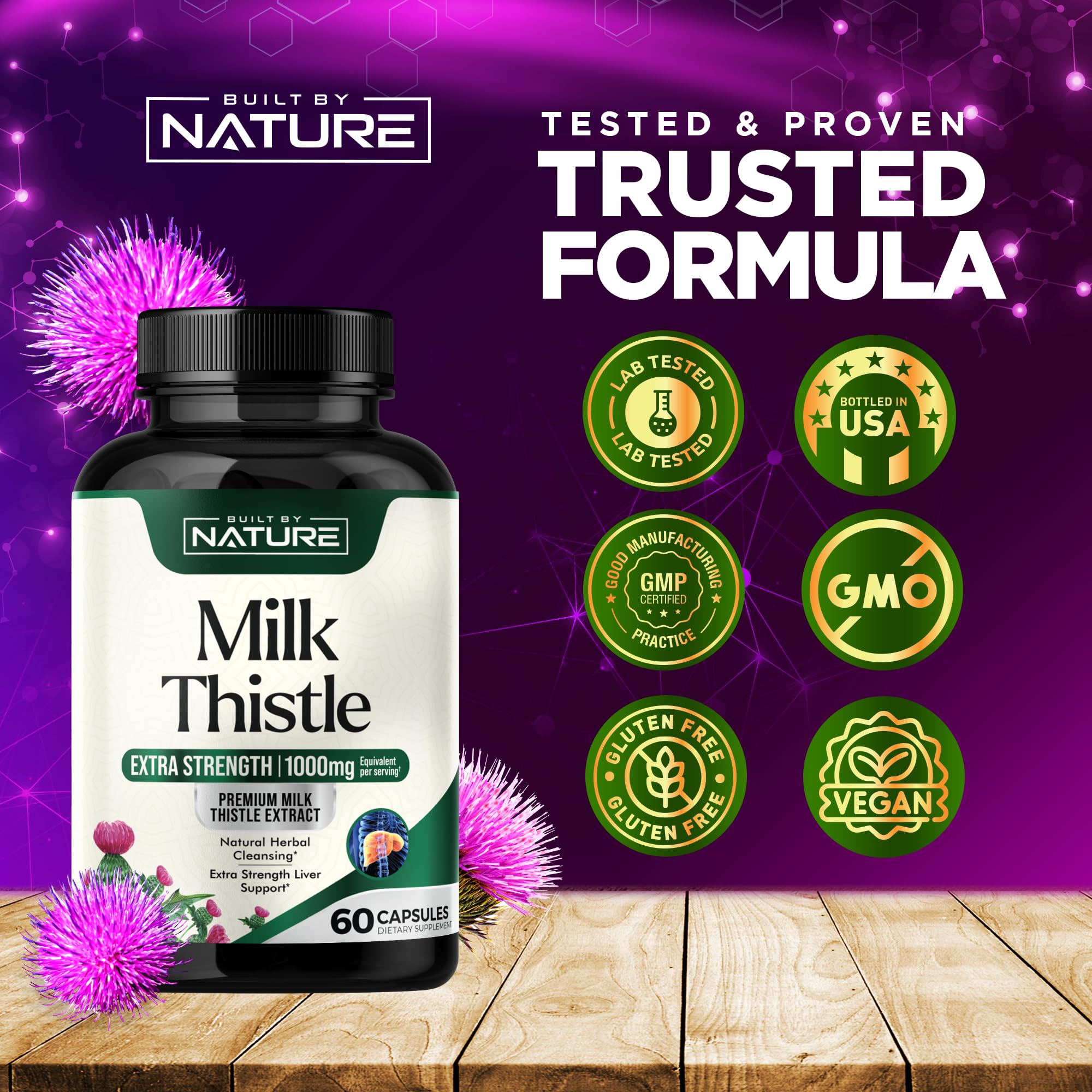 Built by Nature Milk Thistle Supplement with Dandelion Root