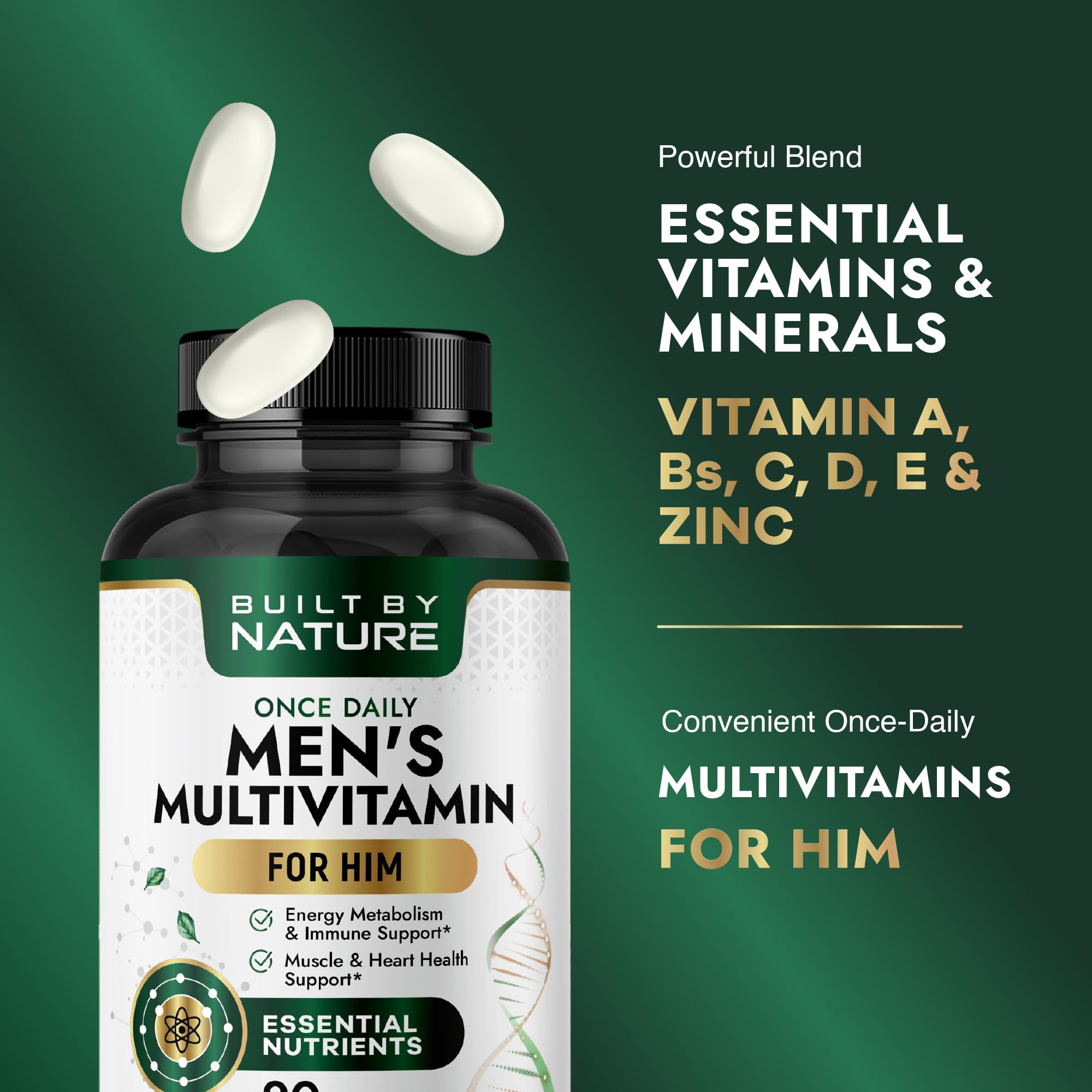 Built by Nature Multivitamin for Men side view packaging