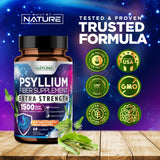Built by Nature Psyllium Husk Capsules 2000mg capsules on a surface