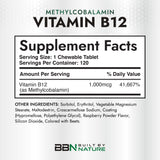Built by Nature Vitamin B12 Methylcobalamin chewable tablets packaging