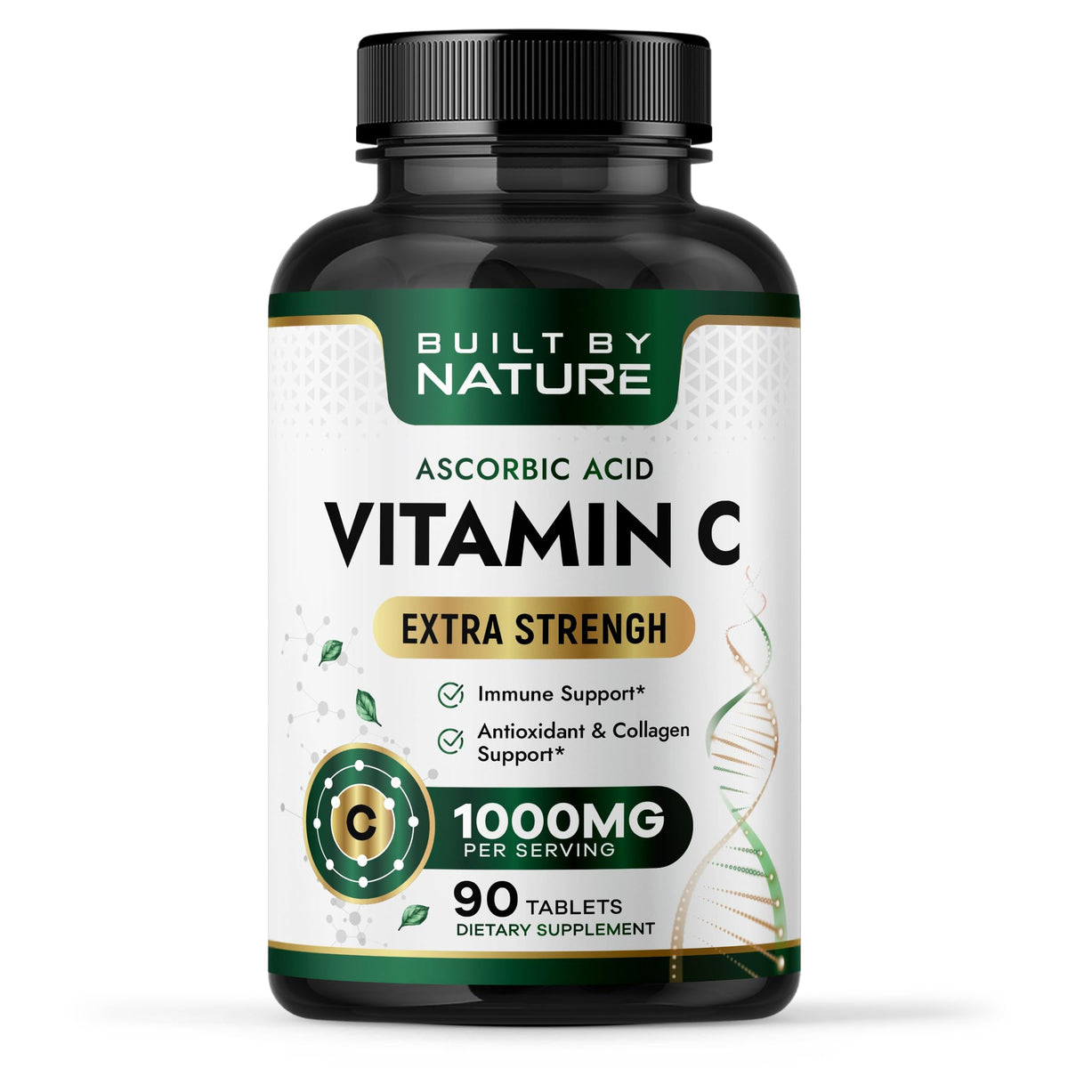 Built by Nature Vitamin C 1000mg tablets front view