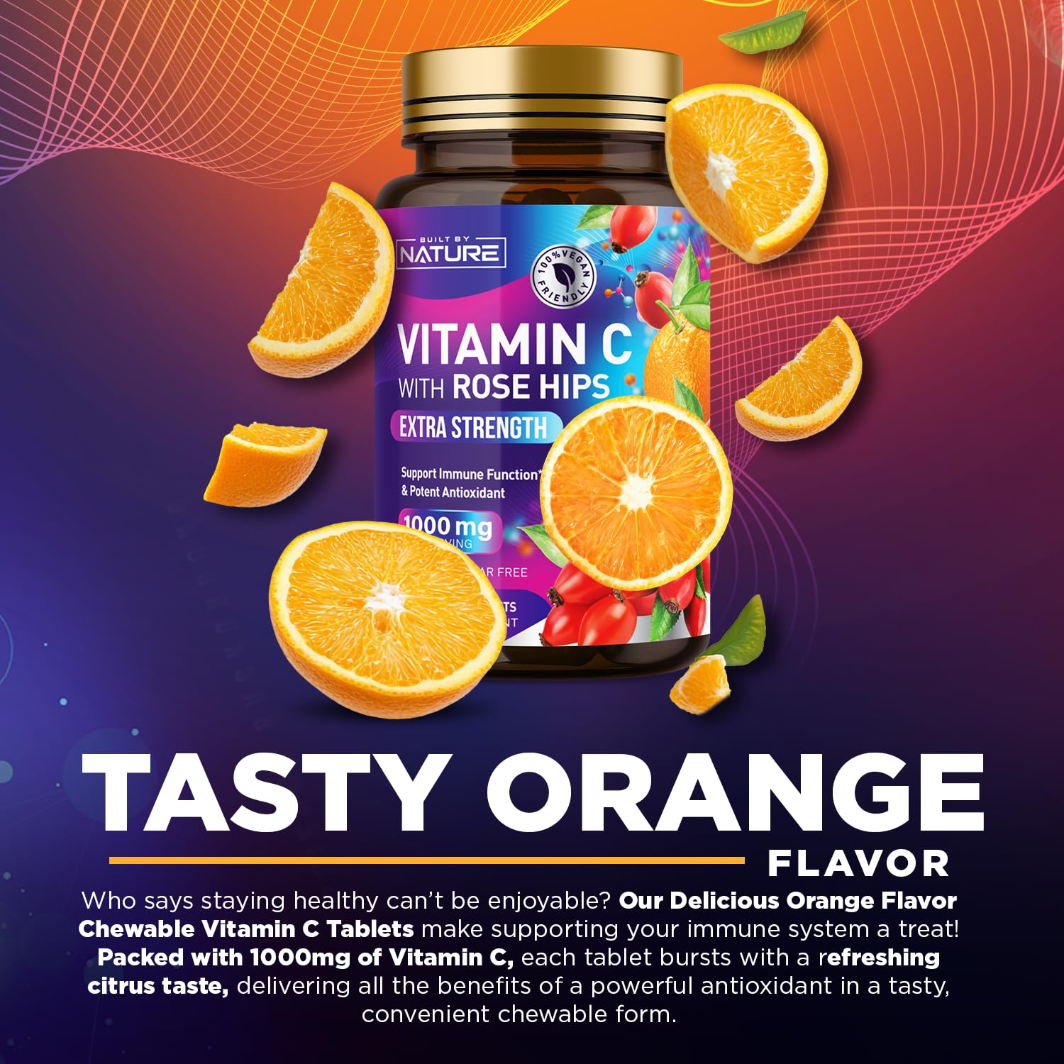 Built by Nature Vitamin C Chewable Tablets in a hand