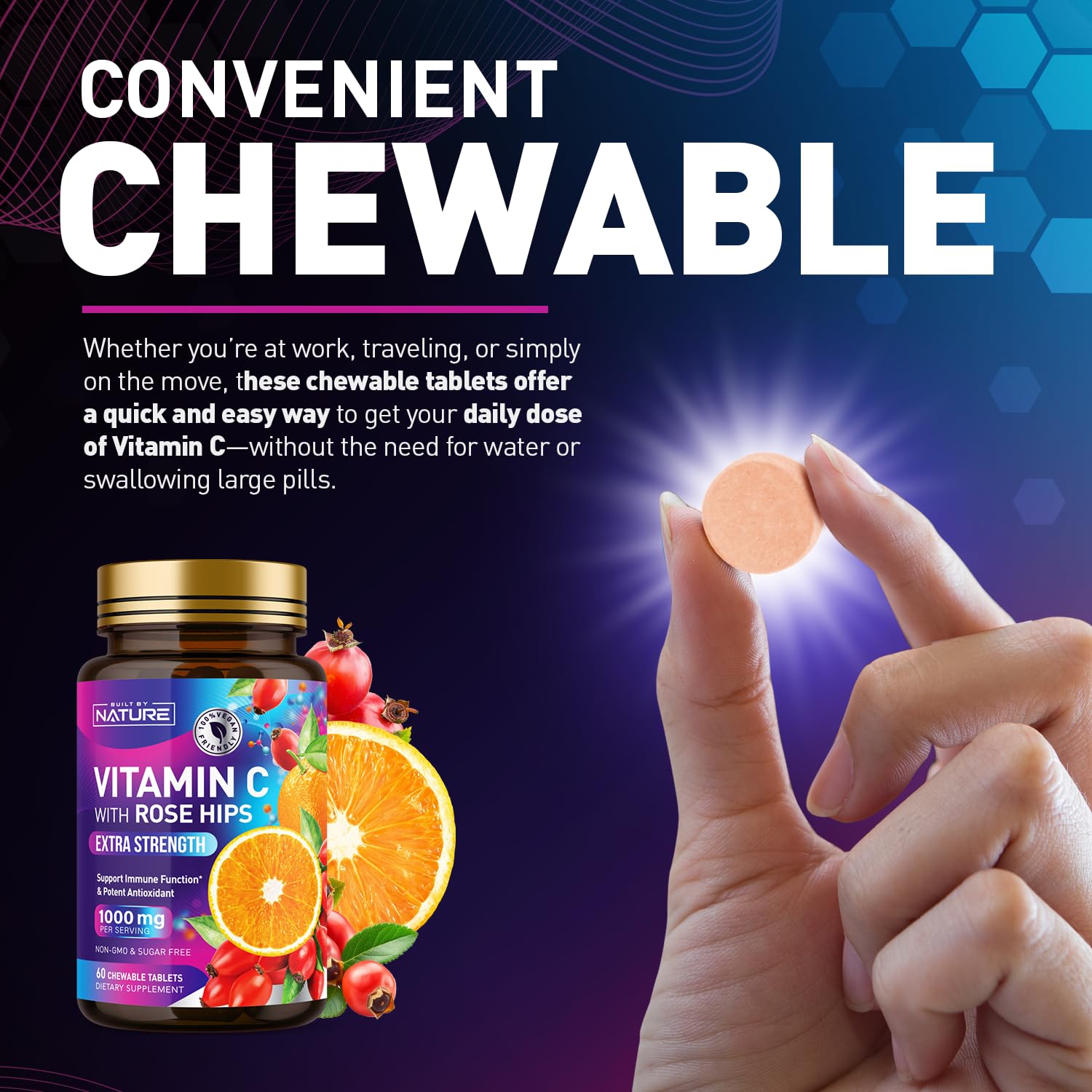 Built by Nature Vitamin C Chewable Tablets nutritional information