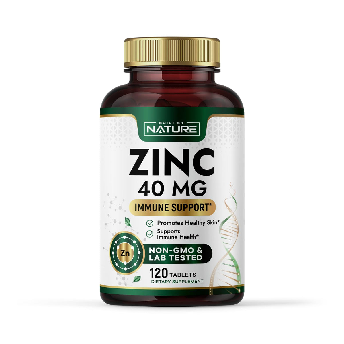 Built by Nature Zinc 40 mg supplement front view