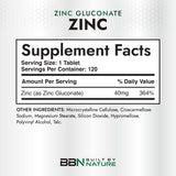Built by Nature Zinc 40 mg supplement side view with label