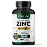 Built by Nature Zinc Gluconate 50 mg 180 tablets front view