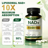 BUIUYLT Liposomal NAD+ Supplement capsules on a wooden table