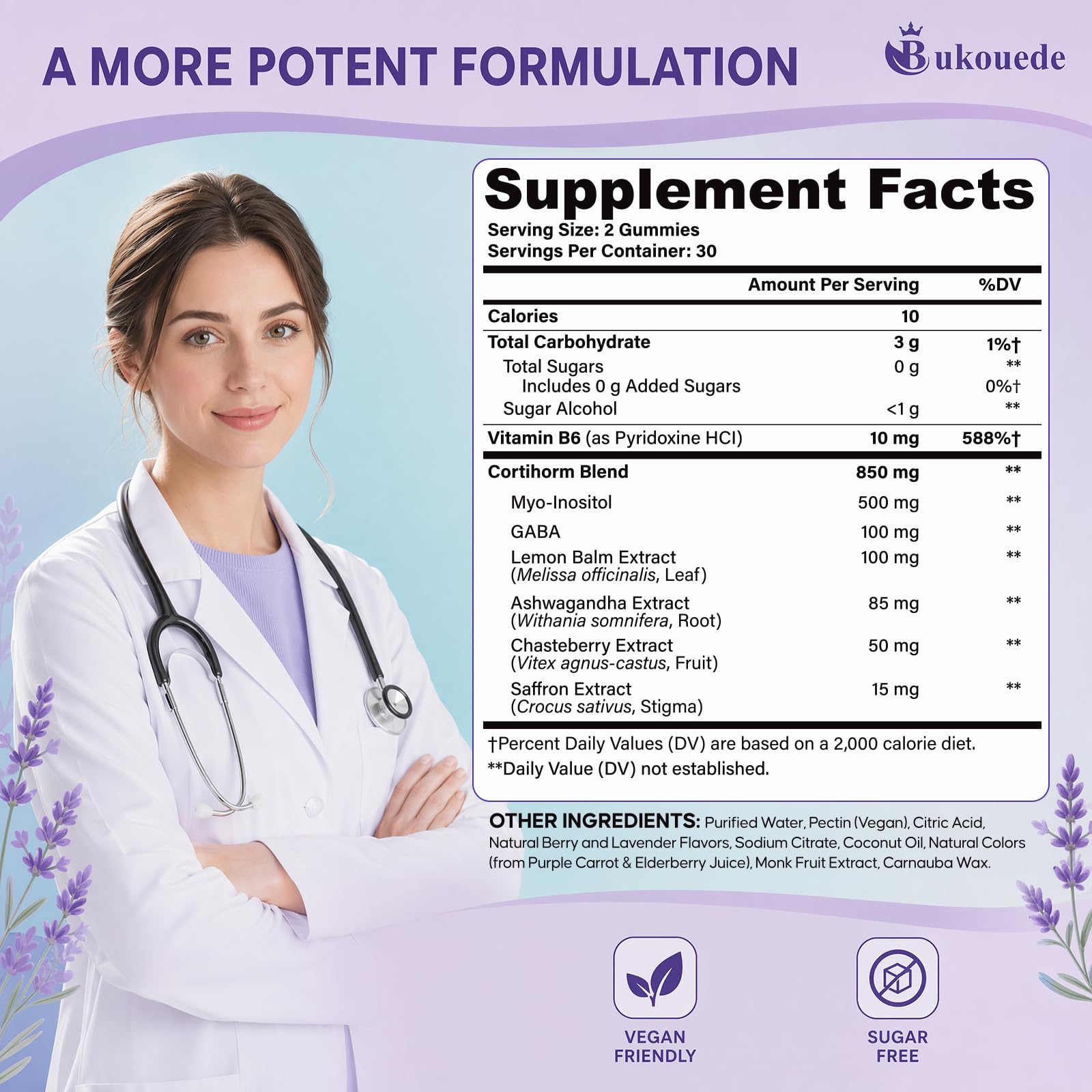 Bukouede Cortisol Supplements for Women, lifestyle scene with gummies