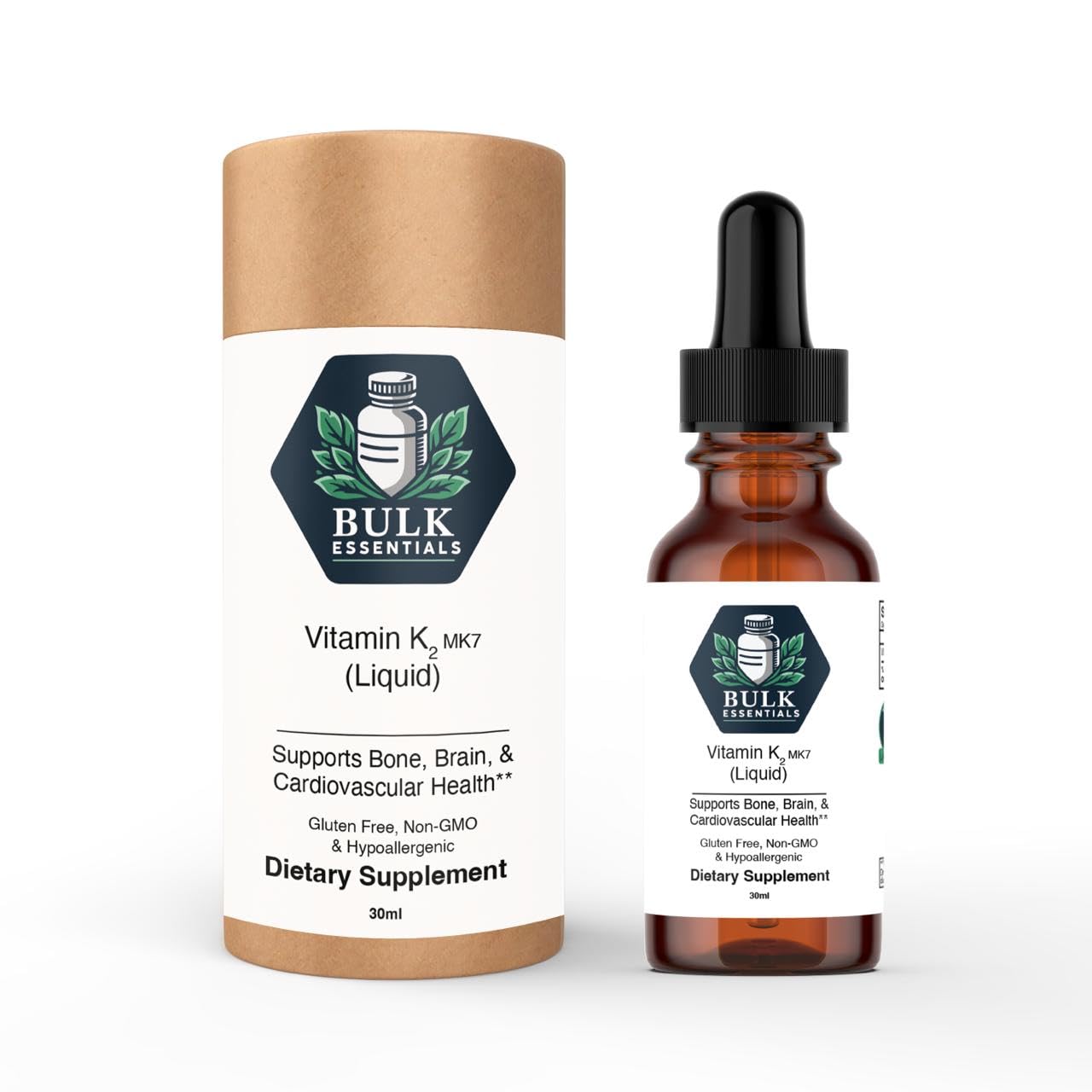 Bulk Essentials Vitamin K2 MK-7 Liquid Supplement front view
