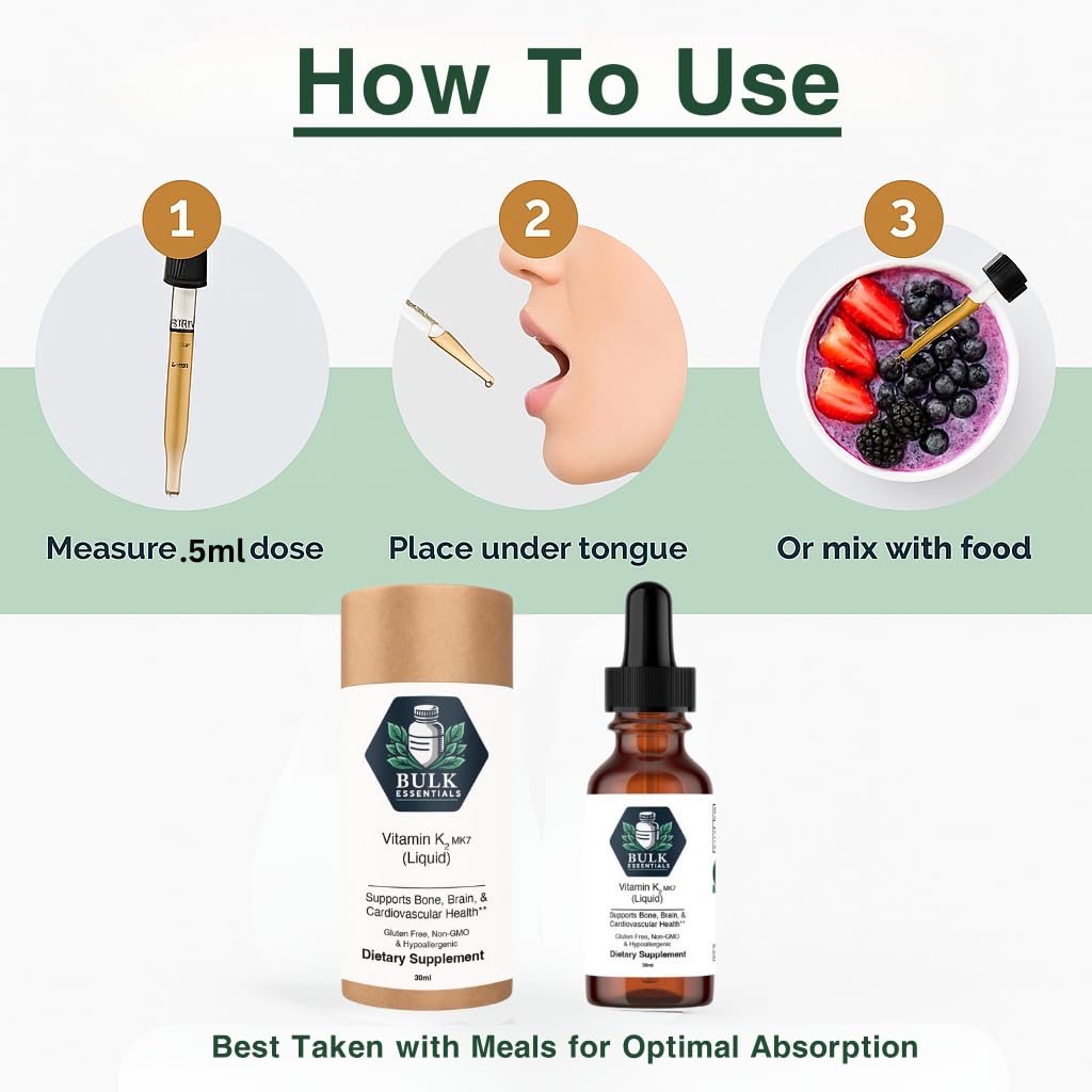Bulk Essentials Vitamin K2 MK-7 Liquid Supplement packaging