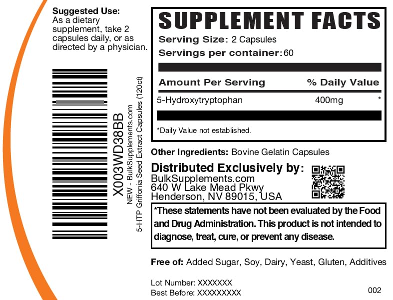 BulkSupplements 5-HTP capsule ingredients list