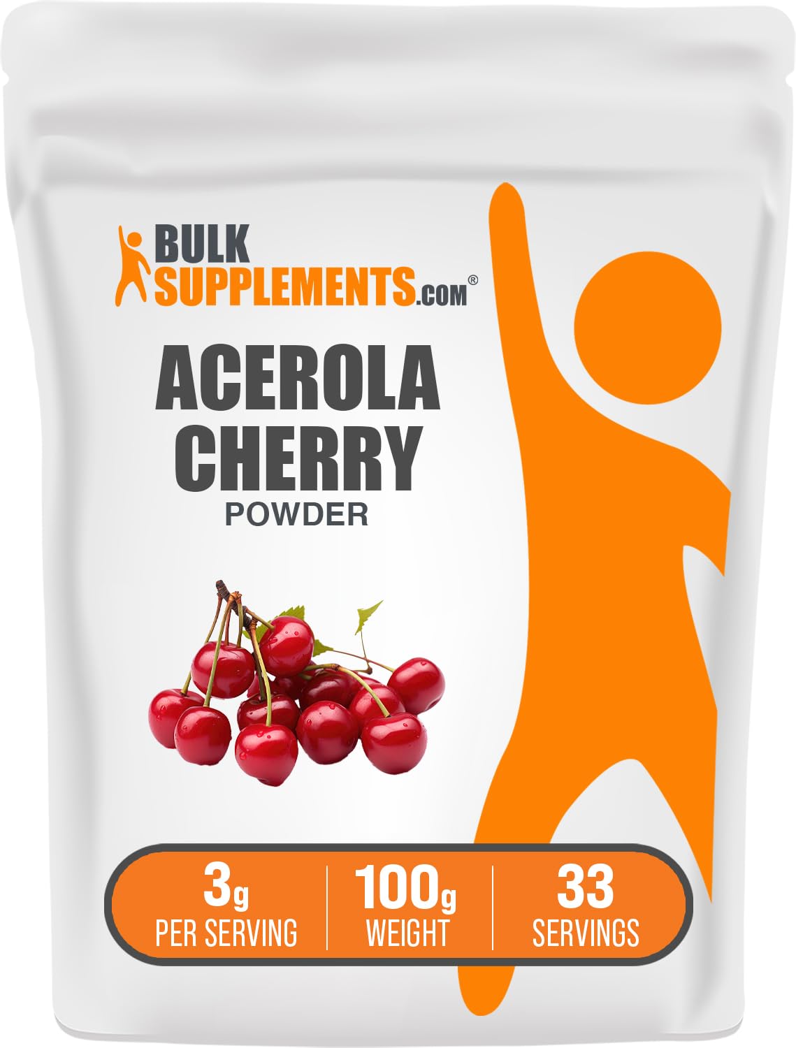 BulkSupplements Acerola Cherry Powder 100g front view