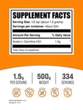 BulkSupplements Acetyl L-Carnitine 1.5g Powder 500g packaging