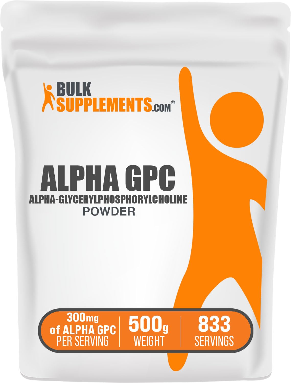BulkSupplements Alpha GPC Powder 300mg front view packaging