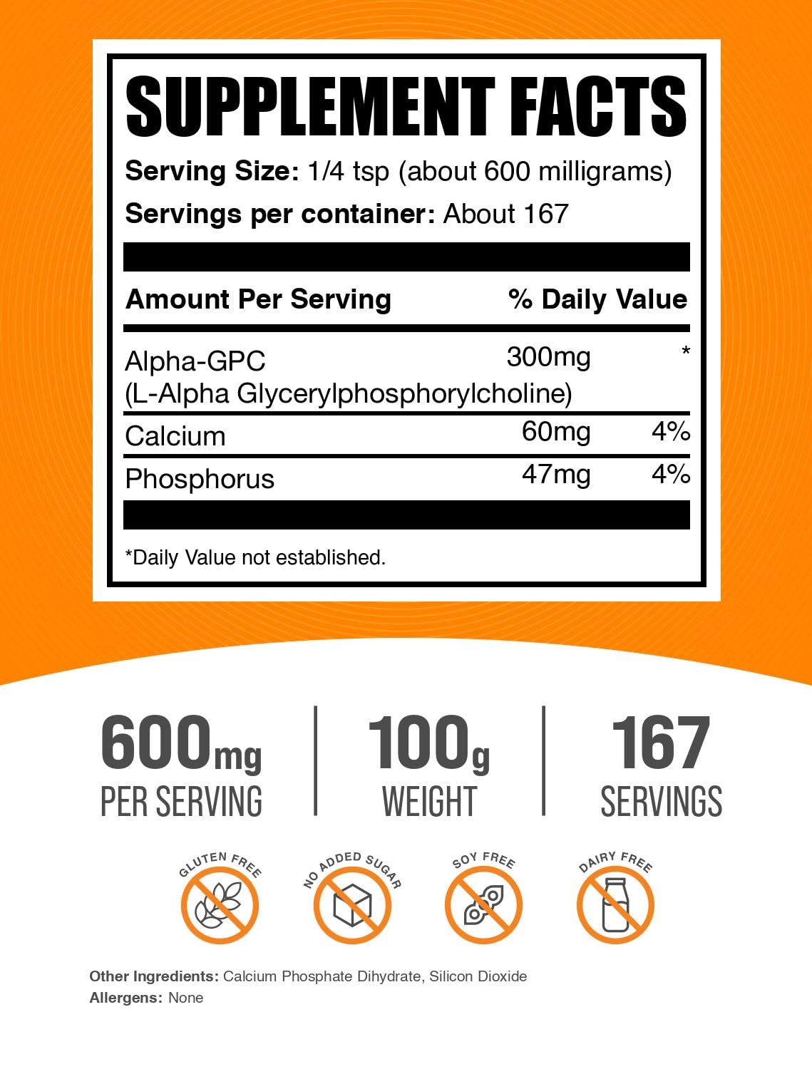 BulkSupplements Alpha GPC Powder 300mg unflavoured powder close-up