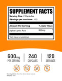 BulkSupplements Alpha Lipoic Acid 600mg capsules side view