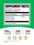 BulkSupplements Artichoke Extract Capsules 750mg side view