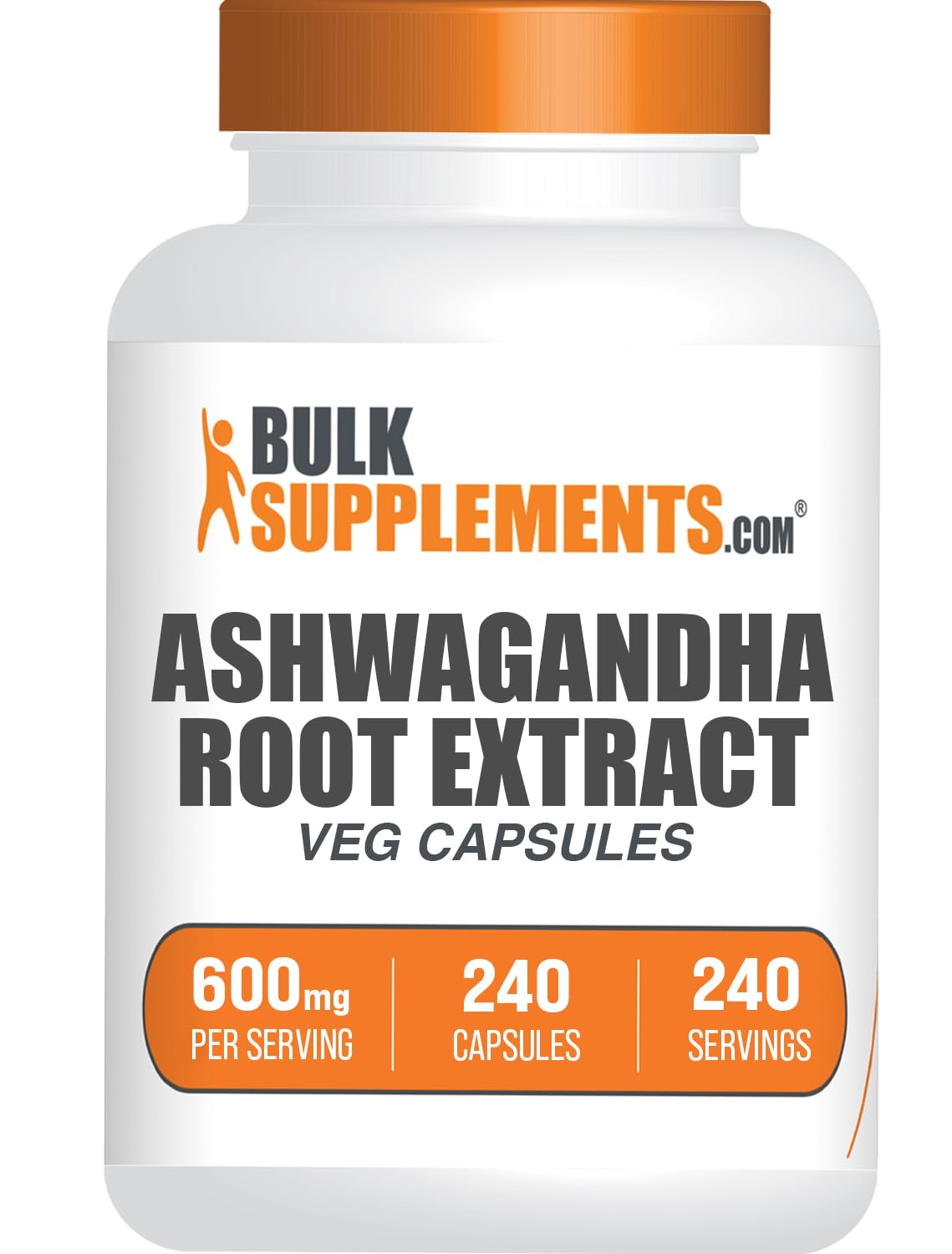 BulkSupplements Ashwagandha Extract Capsules 600mg front view