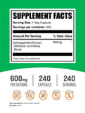 BulkSupplements Ashwagandha Extract Capsules 600mg side view