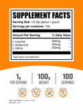 BulkSupplements BCAA Powder 100g side view showing nutritional information