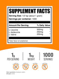 BulkSupplements BCAA Powder 998g back view with nutritional information