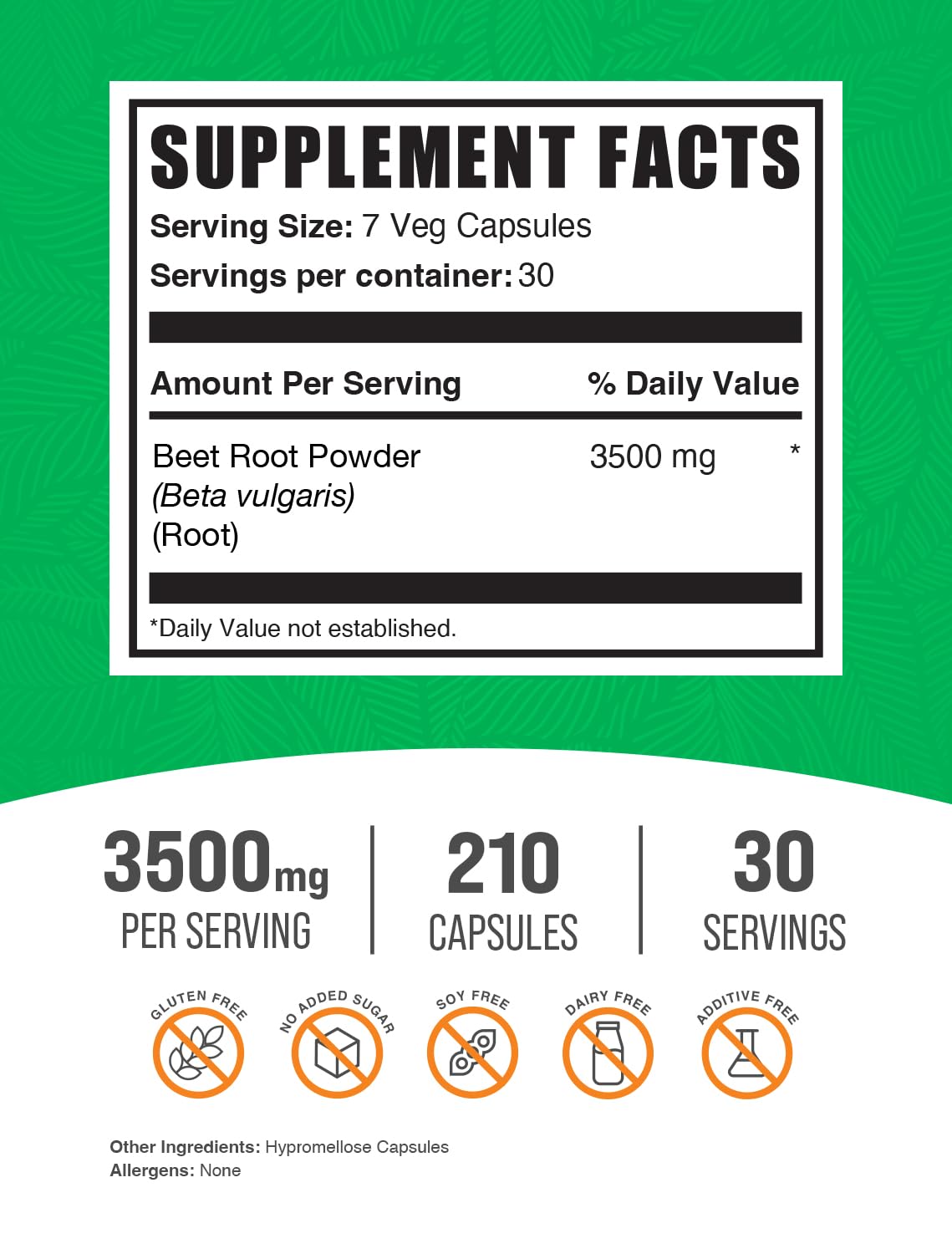 BulkSupplements Beet Root Capsules side view showing capsule details