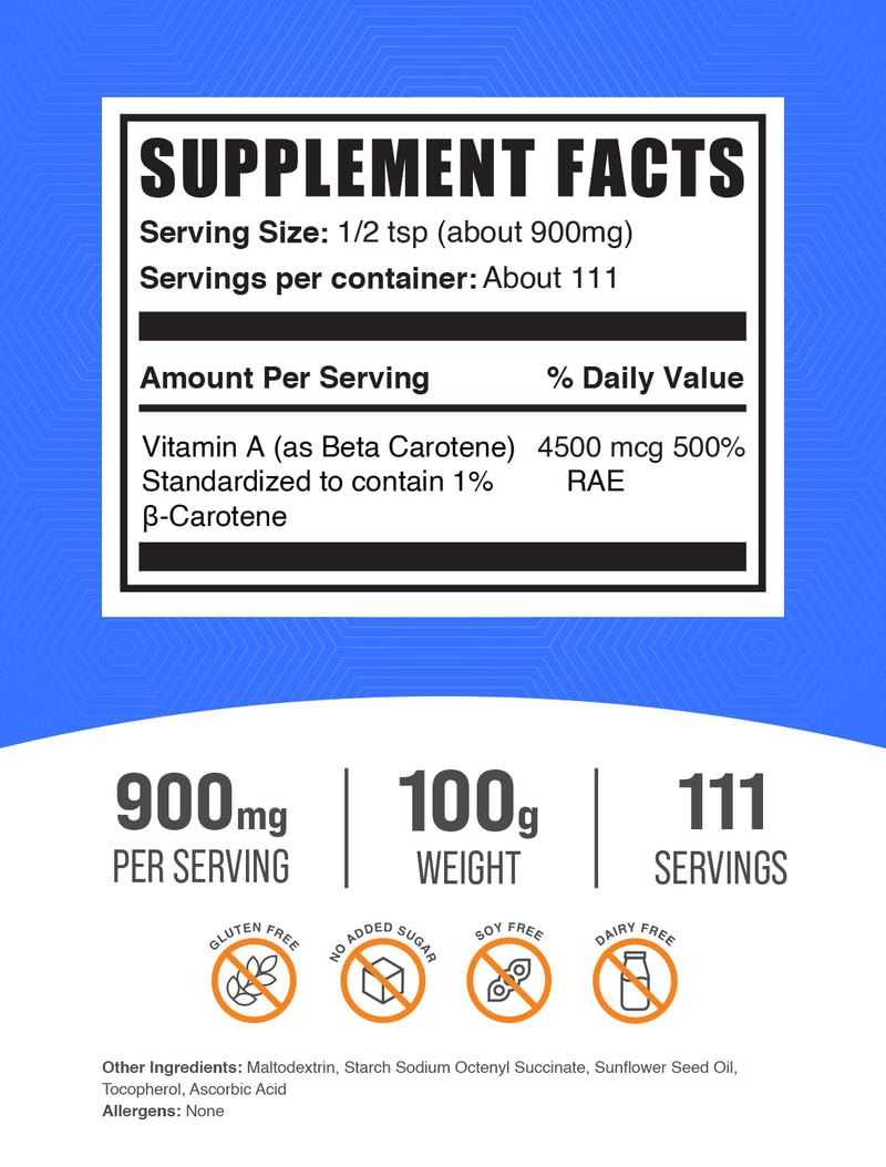 BulkSupplements Beta Carotene Powder packaging