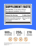 BulkSupplements Beta Carotene Powder side view with nutritional information
