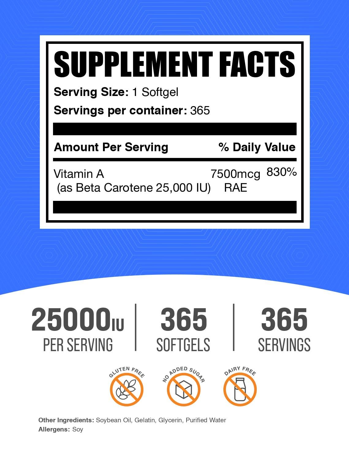 BulkSupplements Beta Carotene Softgels 25000IU softgel close-up