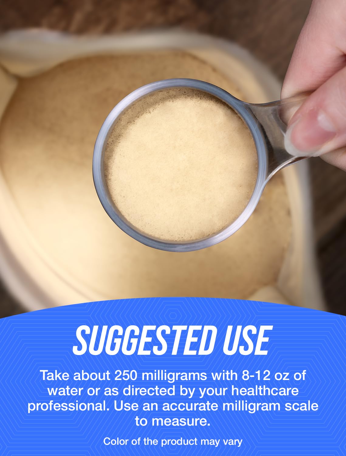 BulkSupplements Beta Glucan Powder 250mg mixed in a glass of water
