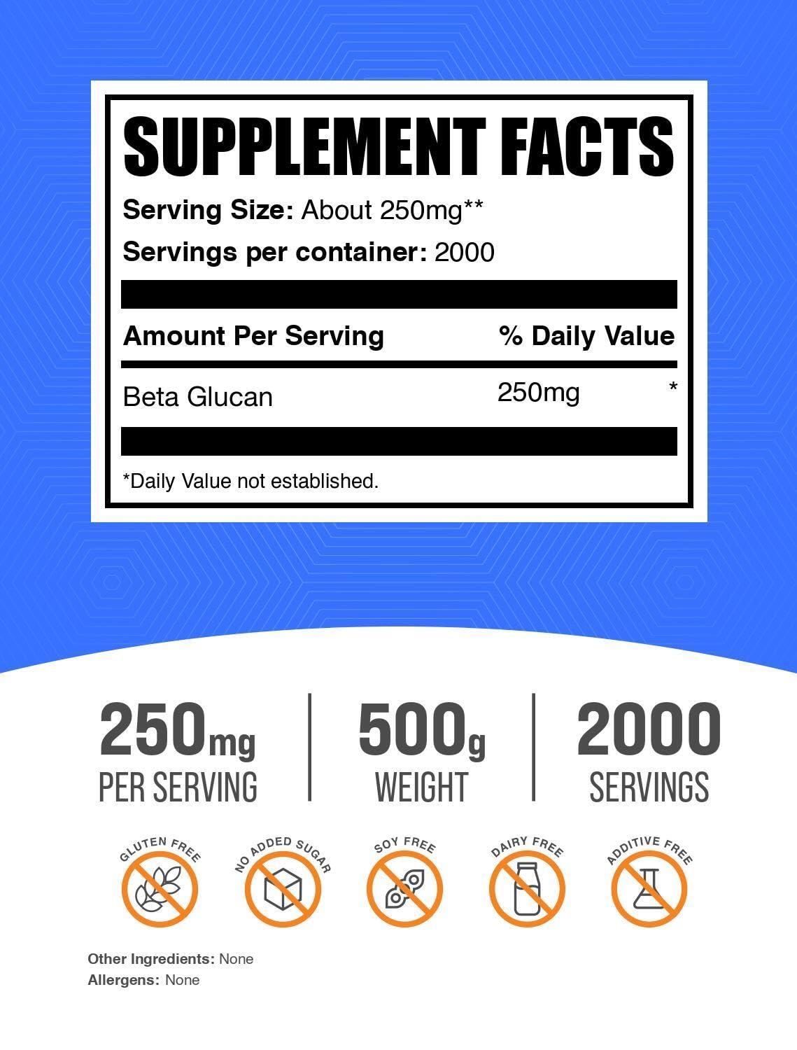 BulkSupplements Beta Glucan Powder 250mg packaging