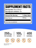 BulkSupplements Beta Glucan Powder 250mg side view with scoop