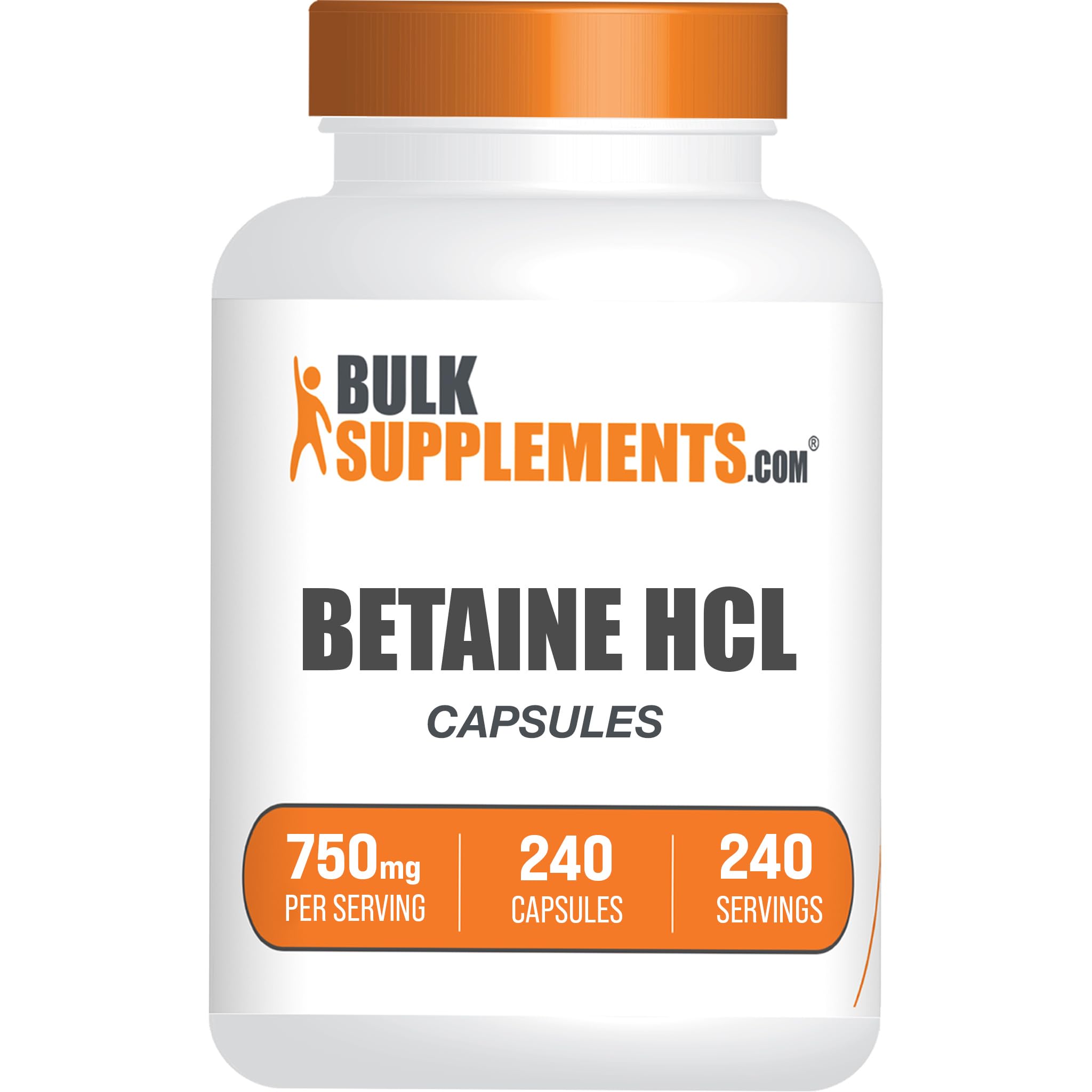 BulkSupplements Betaine HCl Capsules 750mg front view