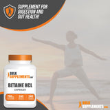 BulkSupplements Betaine HCl Capsules 750mg opened bottle