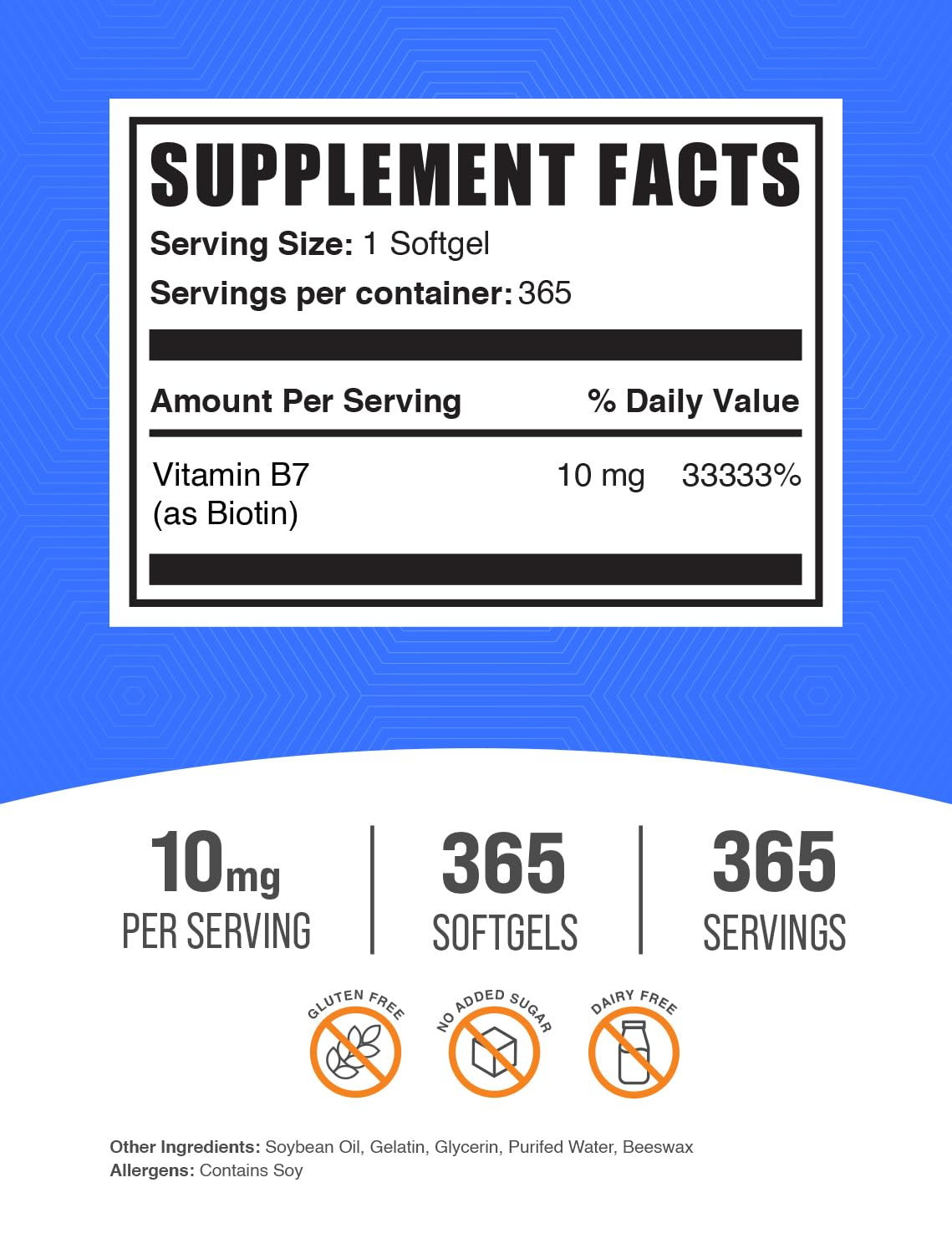 BulkSupplements Biotin 10000mcg Softgels side view