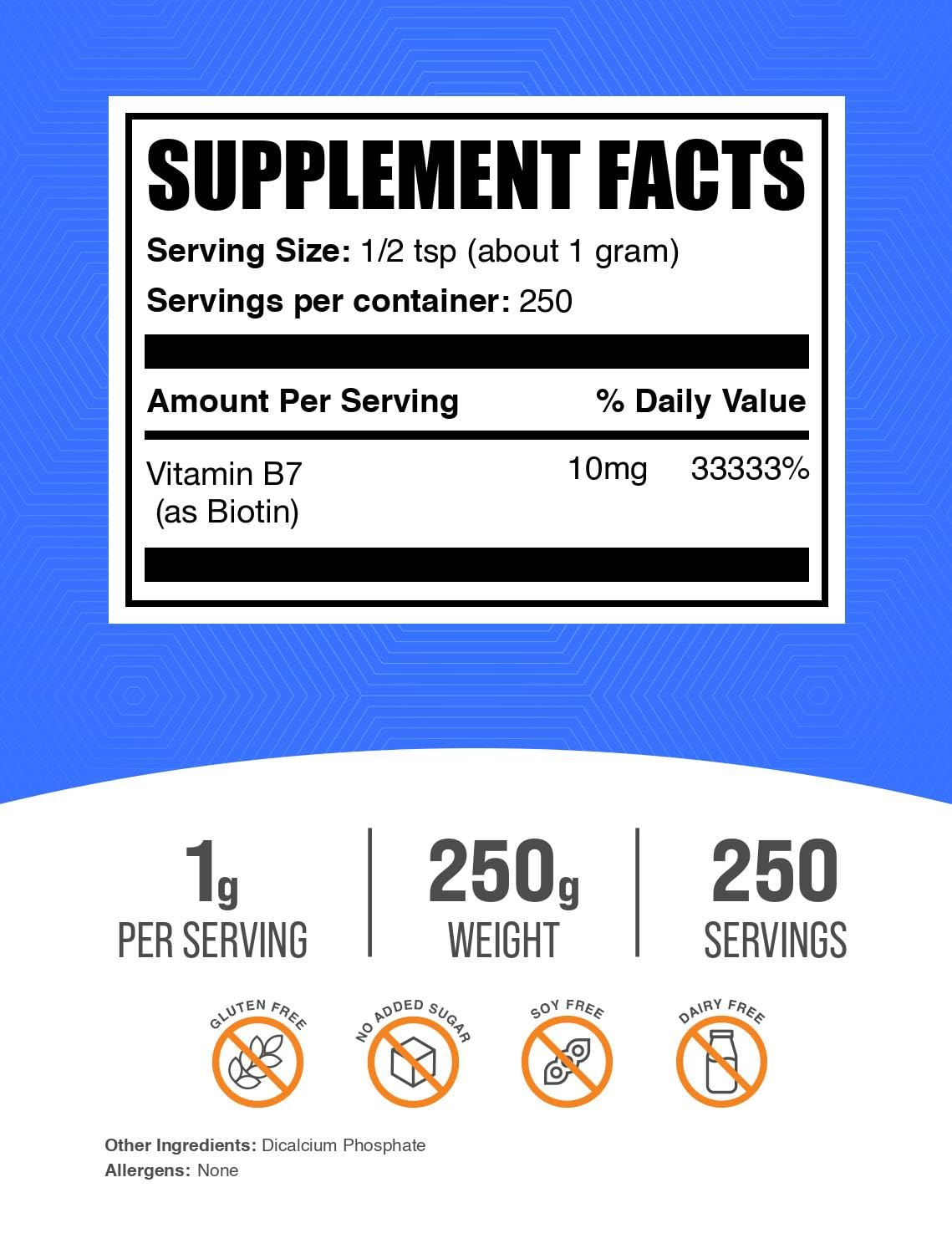 BulkSupplements Biotin Powder packaging details