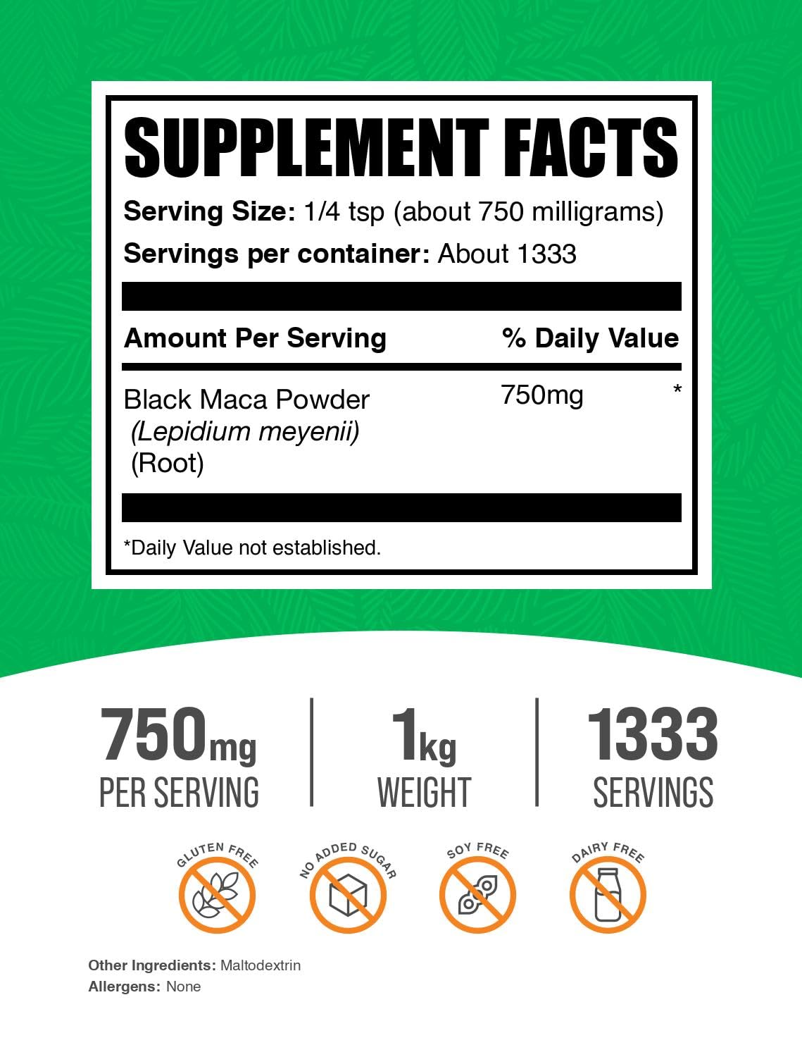 BulkSupplements Black Maca Root Powder packaging