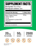 BulkSupplements Black Pepper Extract Powder side view with nutritional information