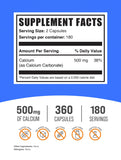 BulkSupplements Calcium Carbonate Capsules 500mg side view