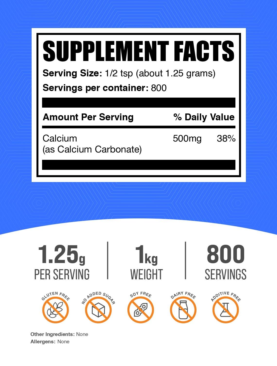 BulkSupplements Calcium Carbonate Powder 1000g packaging