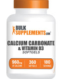 BulkSupplements Calcium Carbonate with Vitamin D3 softgels front view