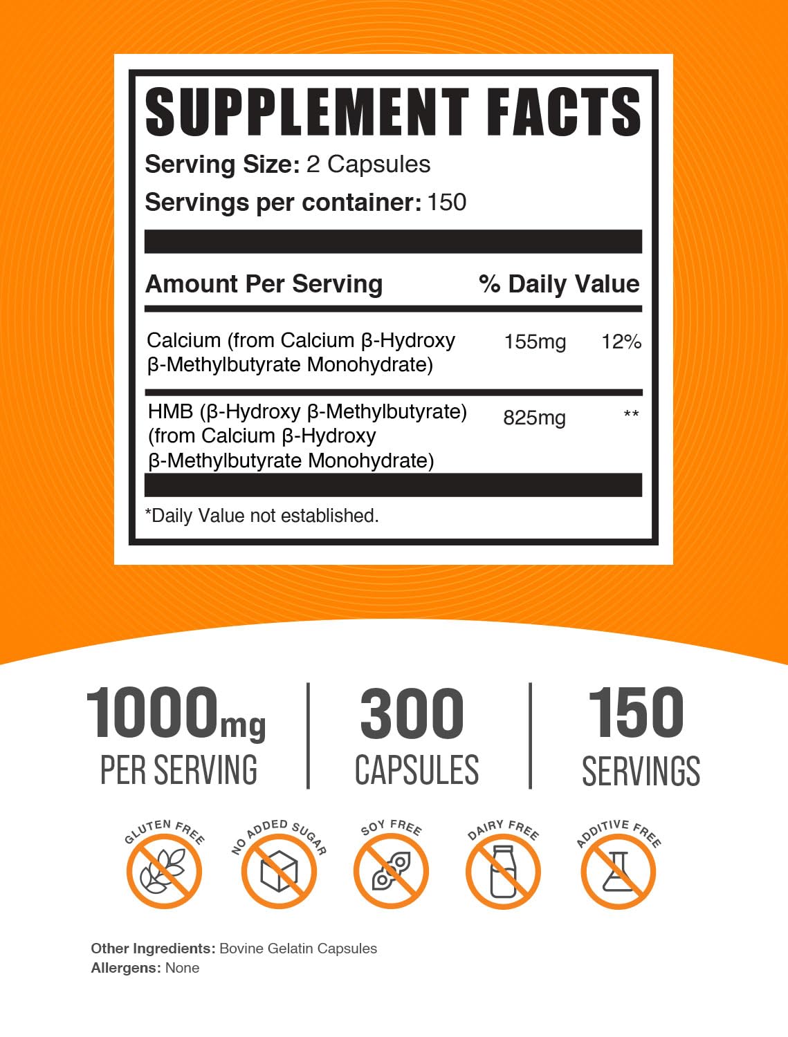 BulkSupplements Calcium HMB Capsules 1000mg side view