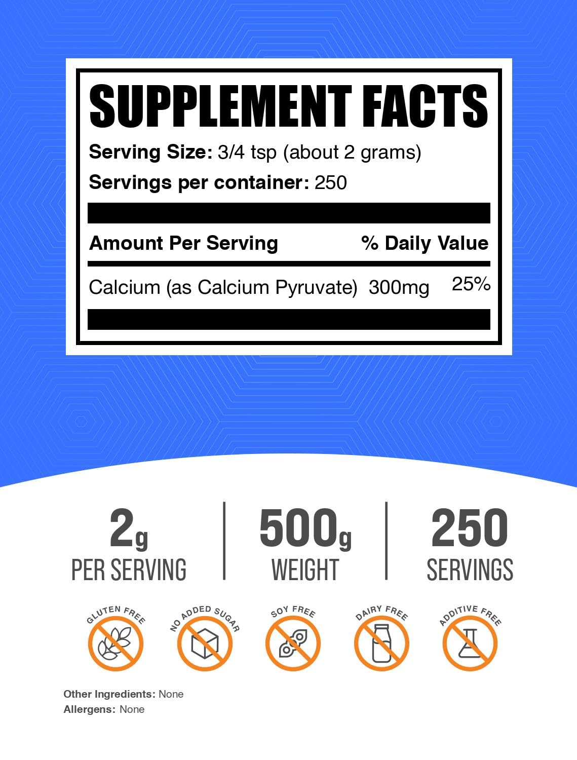 BulkSupplements Calcium Pyruvate Powder 499g packaging