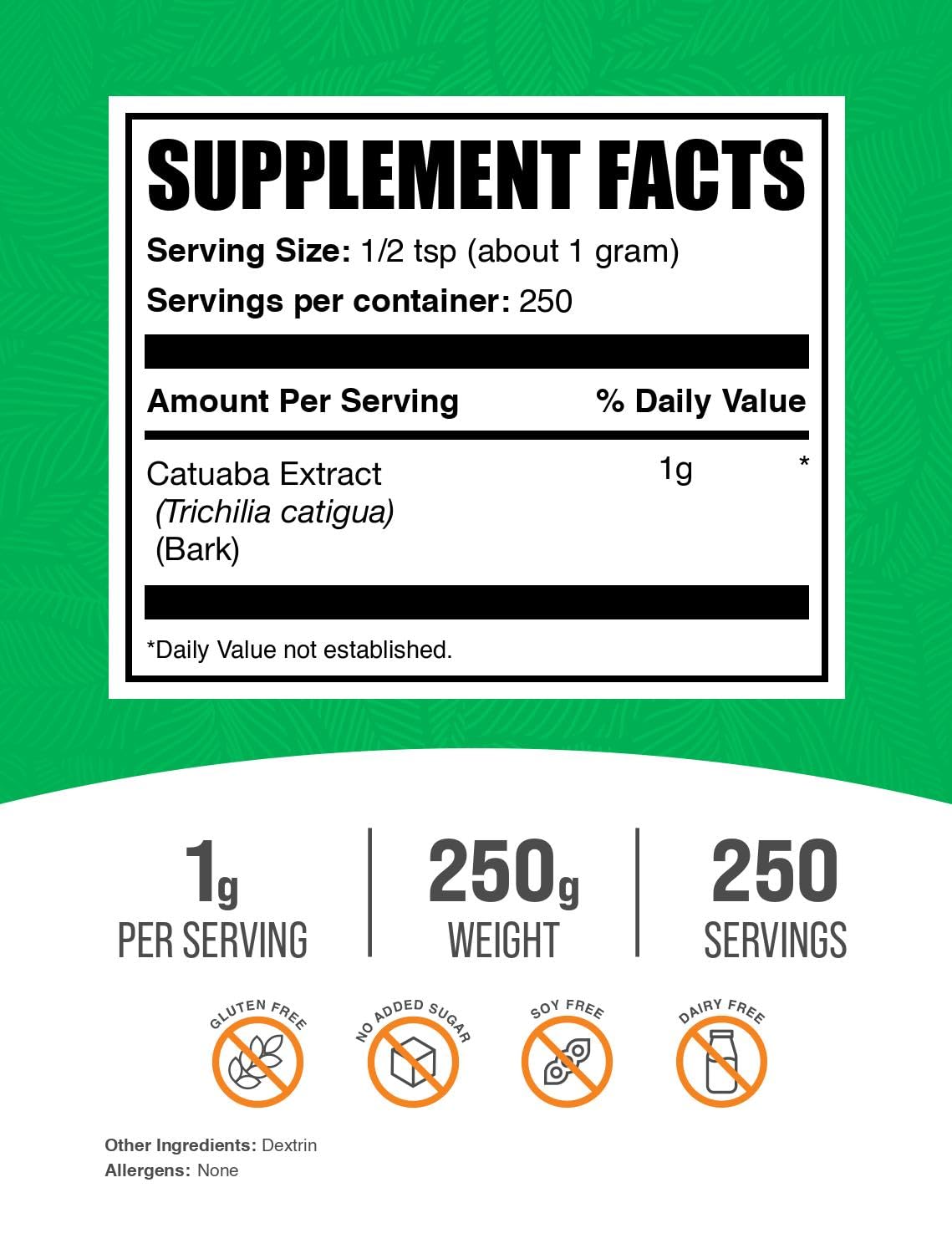 BulkSupplements Catuaba Extract Powder packaging details