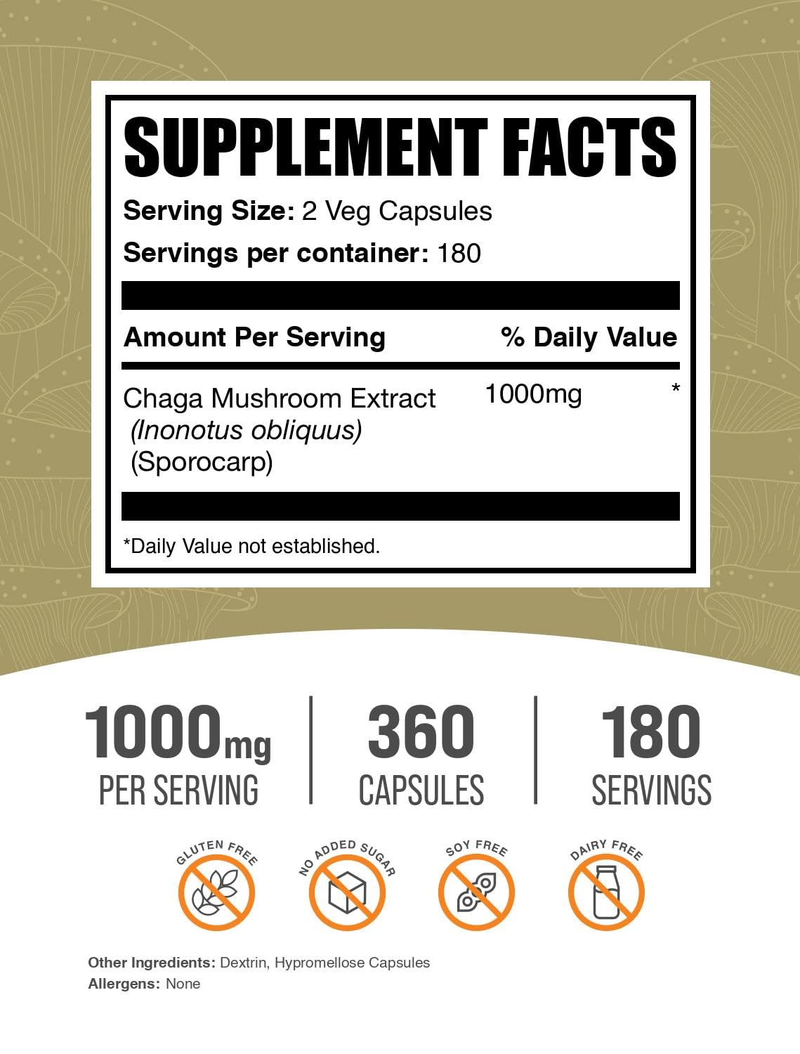 BulkSupplements Chaga Mushroom Extract Capsules side view